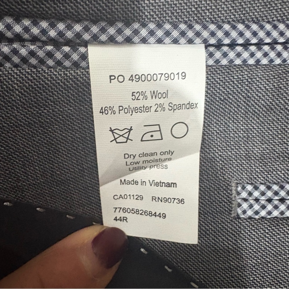 CHAPS Mens Suit Jacket Sport Coat Blazer Size 44R Gray Wool Blend Classic Office - Picture 5 of 12